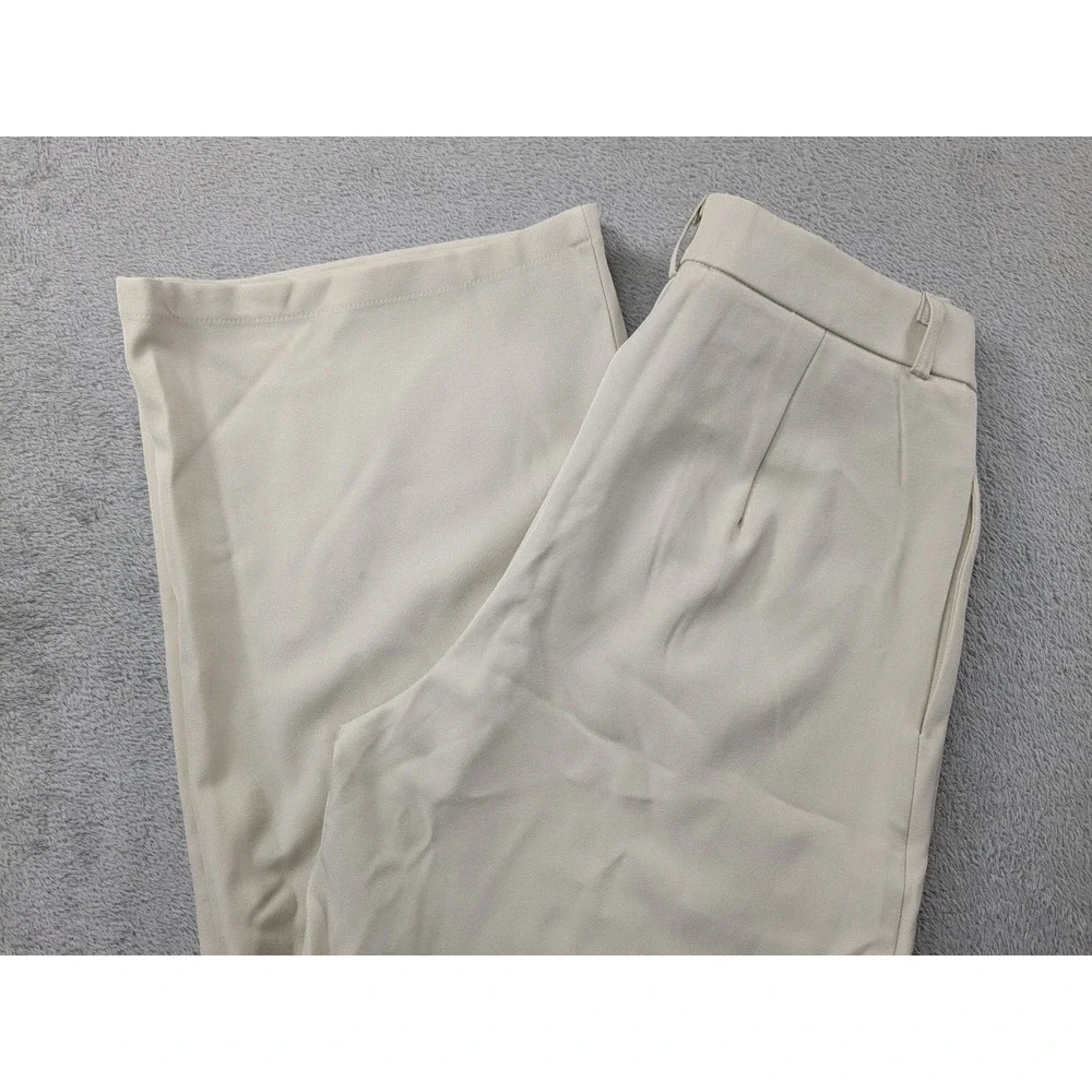 Unbranded Beige Wide Leg Pleated Trousers High Waist Dress Pants TT904-3 Size M